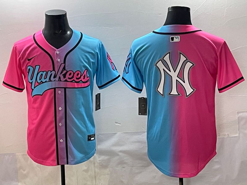 Men 2025 New York Yankees Blank Blue pink Game Nike MLB Jersey style 0023